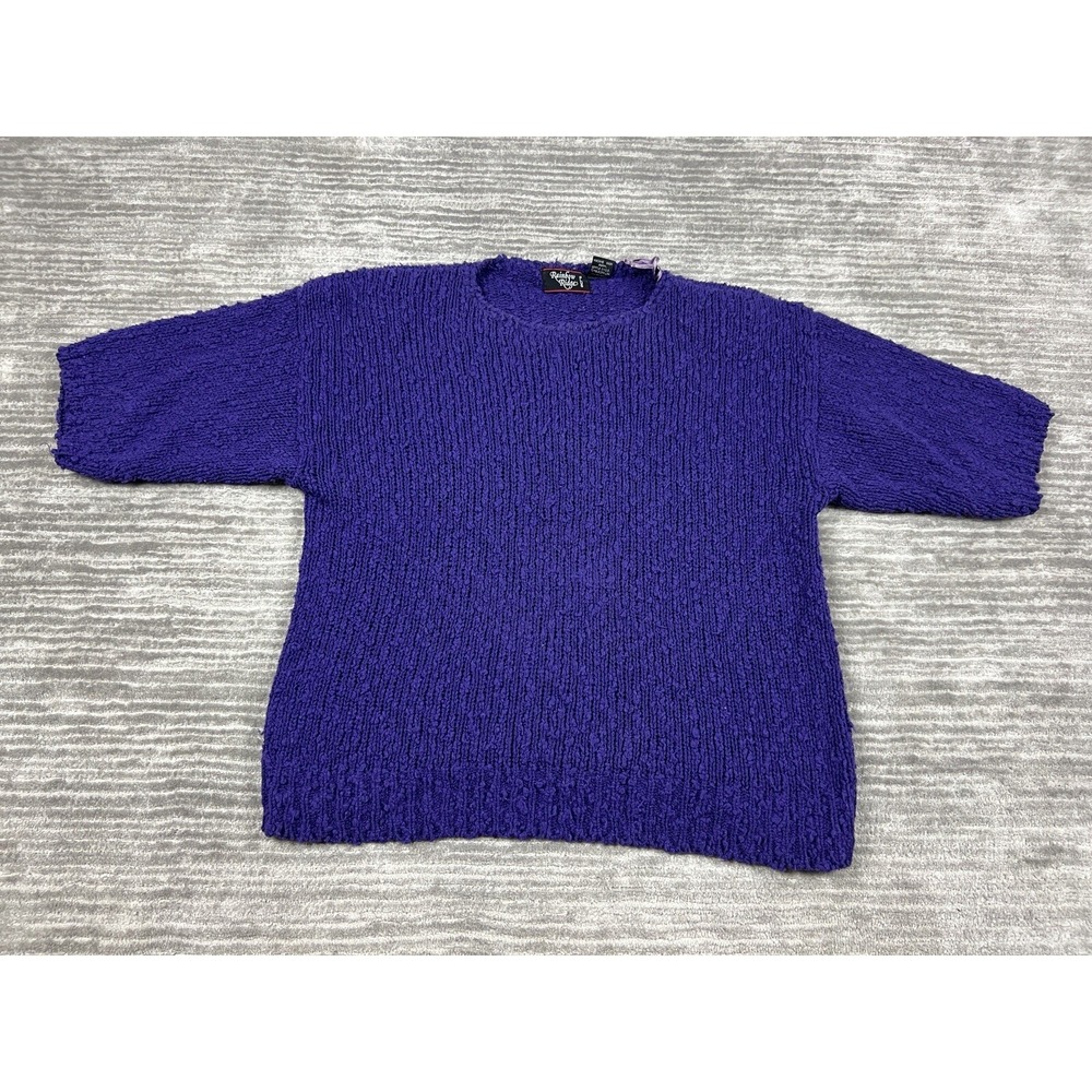Rainbow Ridge Sweater Women 22W Purple Short Sleeve Textured Bouclé Knit Casual